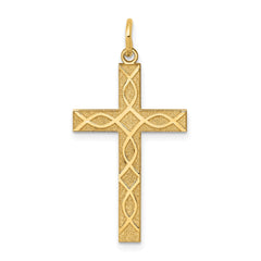 14K Laser Designed Cross Pendant - 8