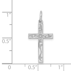 14K White Gold Laser Designed Cross Charm - 2