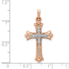 14k Two-tone Diamond Cross Pendant - 2
