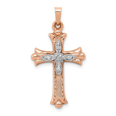 14k Two-tone Diamond Cross Pendant - 2