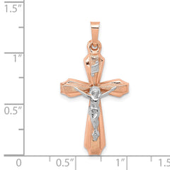14k Two-tone Hollow Crucifix Pendant - 8