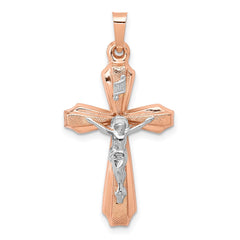 14k Two-tone Hollow Crucifix Pendant - 8