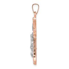 14k Two-tone Hollow Crucifix Pendant - 5