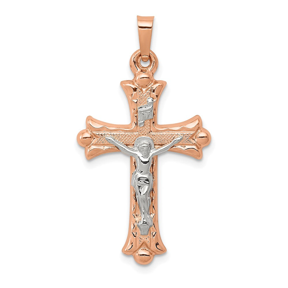 14k Two-tone Hollow Crucifix Pendant - 5