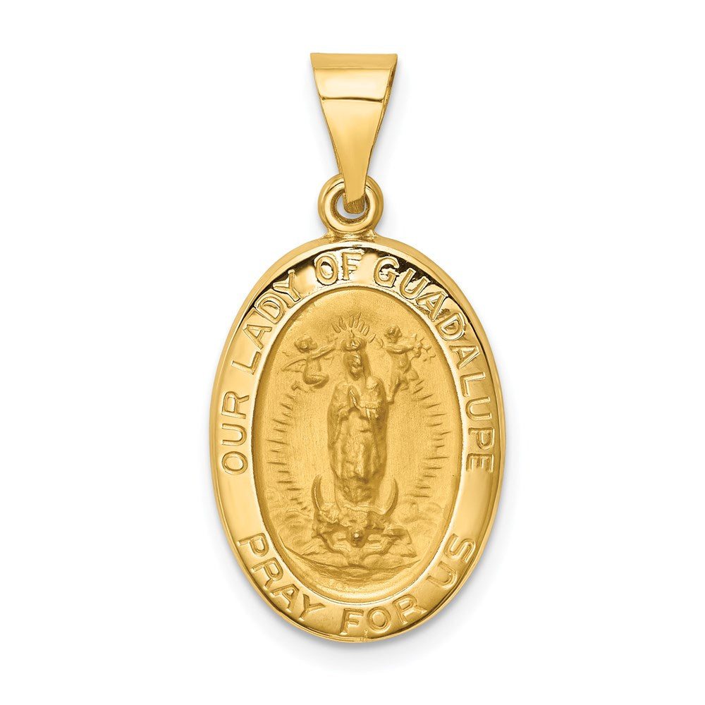 14k Polished and Satin Our Lady Guadalupe Medal Hollow Pendant - 2