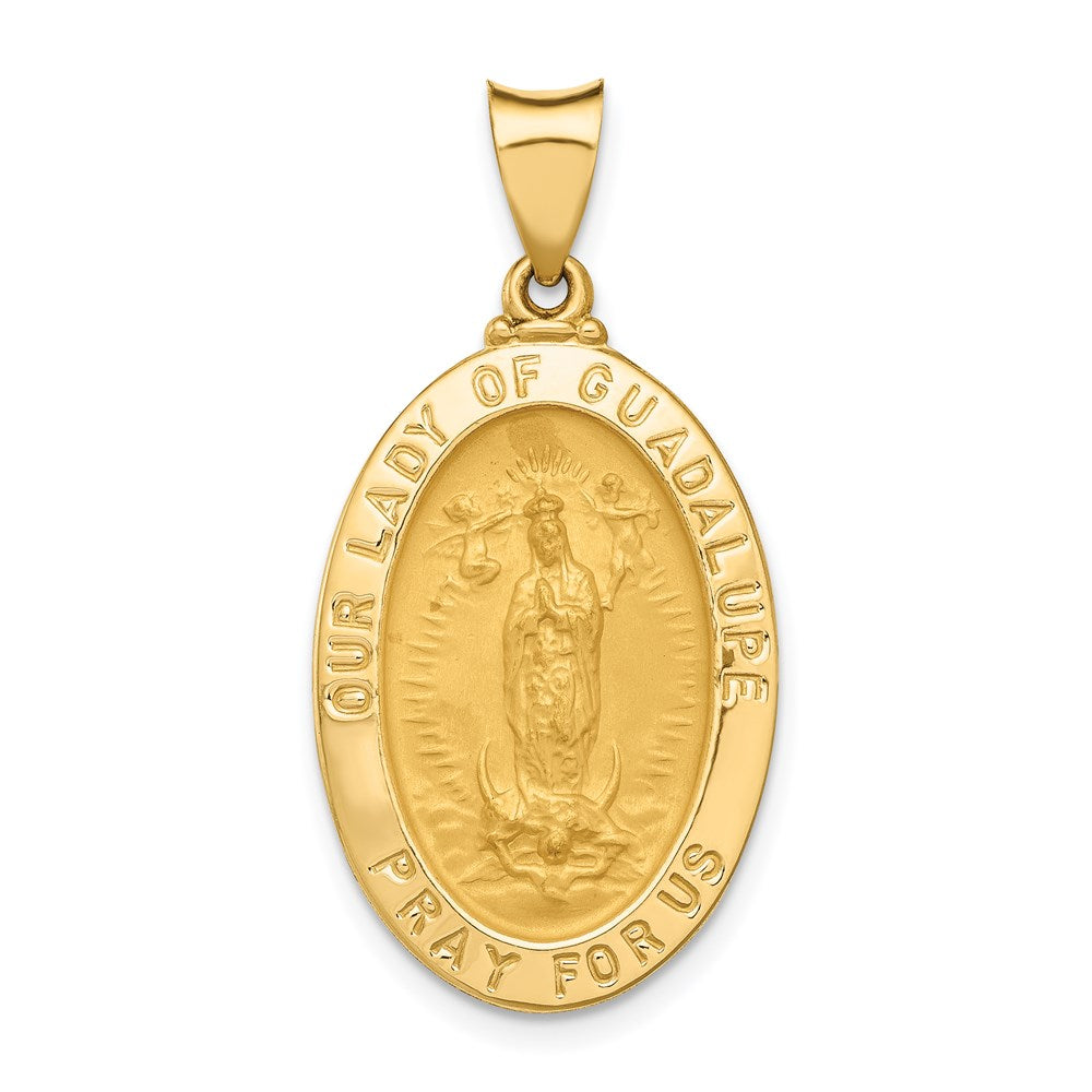 14k Polished and Satin Our Lady Guadalupe Medal Hollow Pendant - 3