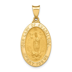 14k Polished and Satin Our Lady Guadalupe Medal Hollow Pendant - 3