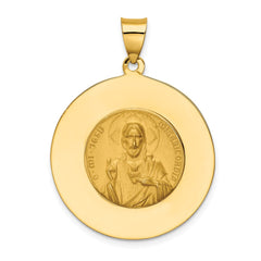 14k Queen of the Holy Scapular Reversible Medal Hollow Pendant