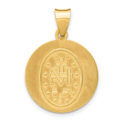 14k Polished and Satin Miraculous Medal Hollow Pendant - 3