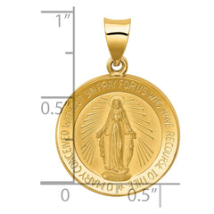 14k Polished and Satin Miraculous Medal Hollow Pendant - 3