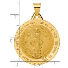 14k Polished and Satin Miraculous Medal Hollow Pendant - 2
