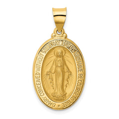 14k Polished and Satin Miraculous Medal Hollow Pendant - 4