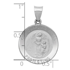 14K White Gold Our Guardian Angel Medal Hollow Pendant