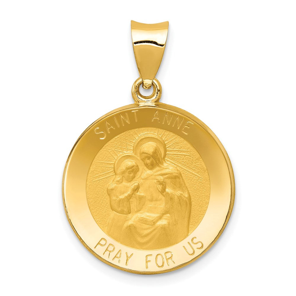 14k Polished and Satin St. Anne Medal Hollow Pendant - 2