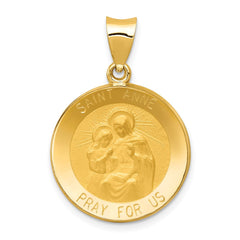 14k Polished and Satin St. Anne Medal Hollow Pendant - 2