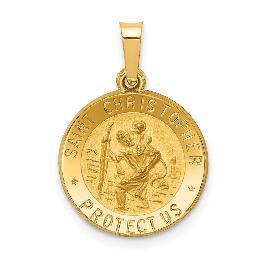 14k Polished and Satin St. Christopher Medal Hollow Pendant - 2