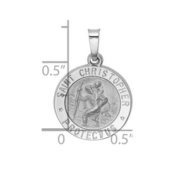 14k White Gold Polished/Satin St Christopher Medal Hollow Pendant - 2
