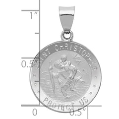 14k White Gold Polished/Satin St Christopher Medal Hollow Pendant - 3