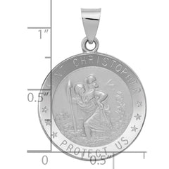 14k White Gold Polished/Satin St Christopher Medal Hollow Pendant - 5