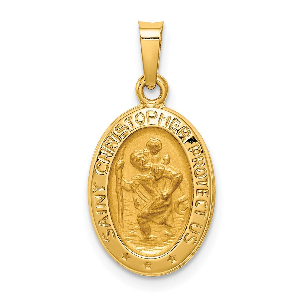 14k Polished and Satin St. Christopher Medal Hollow Pendant - 3