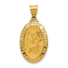 14k Polished and Satin St. Christopher Medal Hollow Pendant - 4