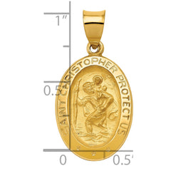 14k Polished and Satin St Christopher Medal Hollow Pendant - 2
