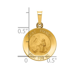 14k Polished and Satin St Francis Medal Hollow Pendant - 3