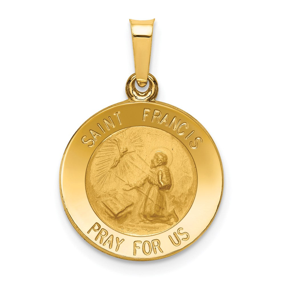 14k Polished and Satin St Francis Medal Hollow Pendant - 3
