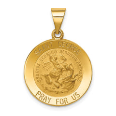 14k Polished and Satin St George Medal Hollow Pendant - 2