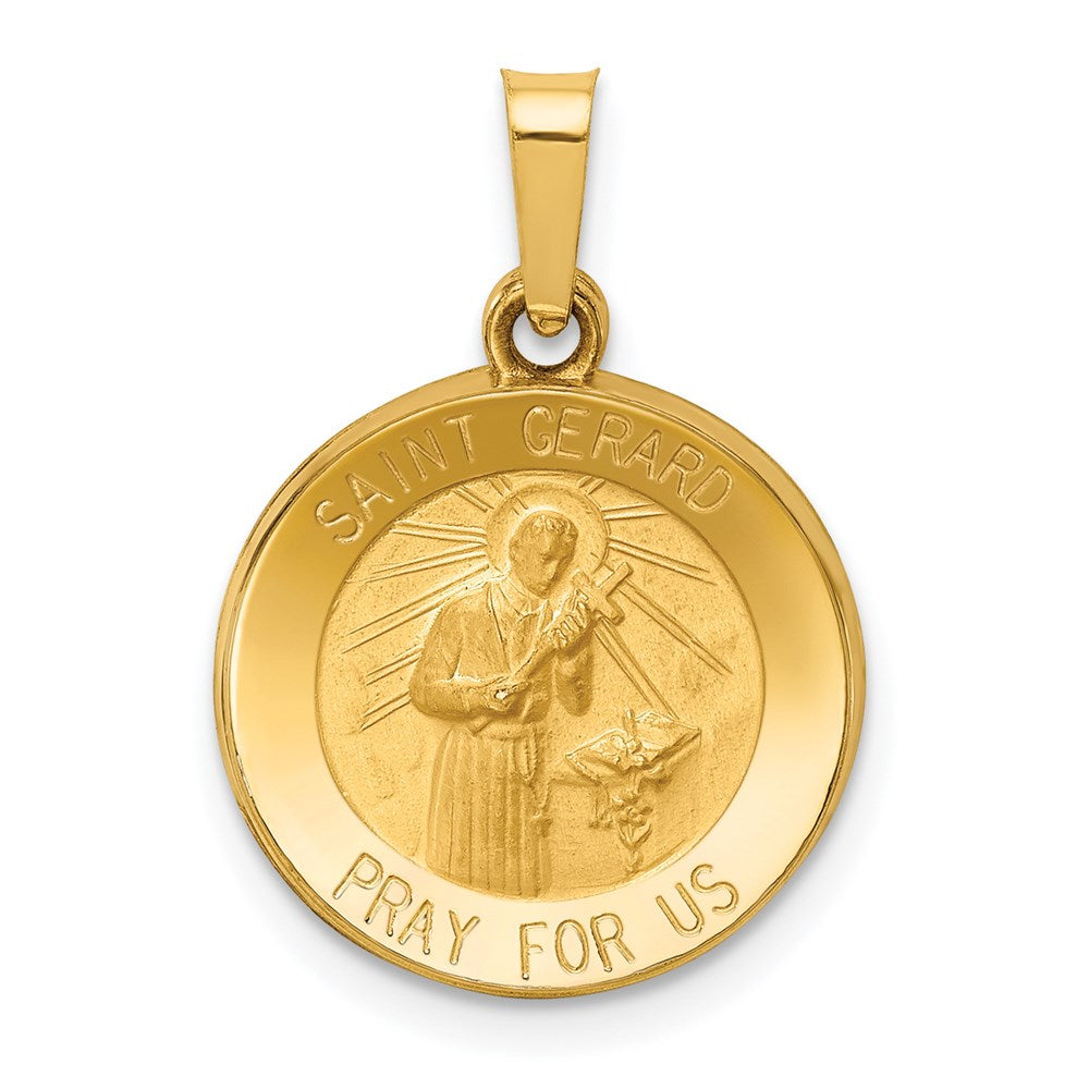 14k Polished and Satin St Gerard Medal Hollow Pendant - 2