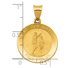 14k Polished and Satin St John Baptist Medal Hollow Pendant - 3