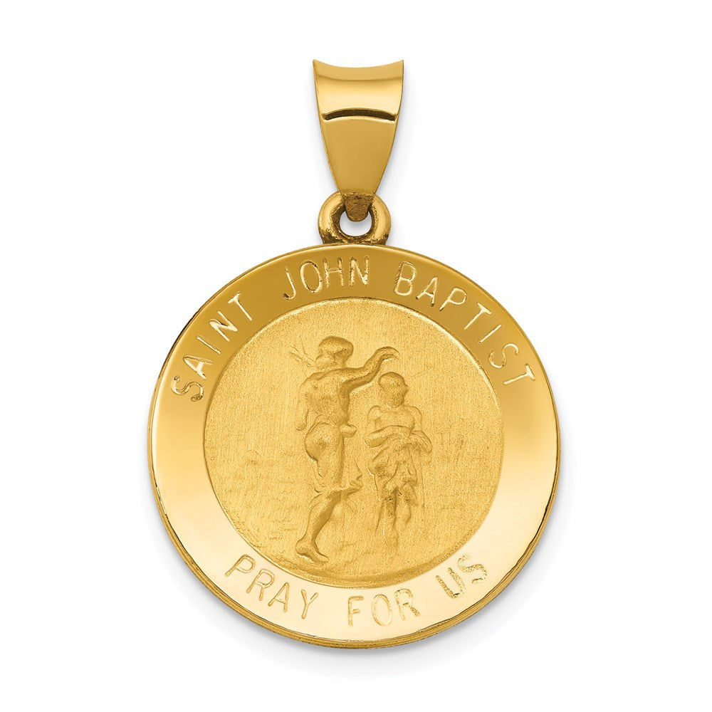 14k Polished and Satin St John Baptist Medal Hollow Pendant - 3