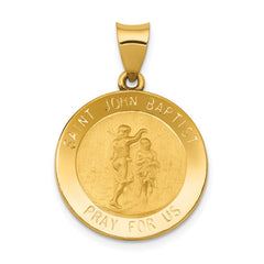 14k Polished and Satin St John Baptist Medal Hollow Pendant - 3