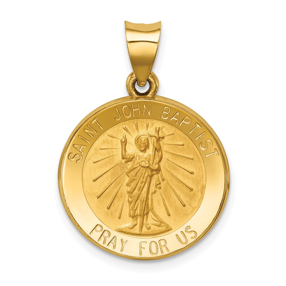 14k Polished and Satin St John Baptist Medal Hollow Pendant - 4