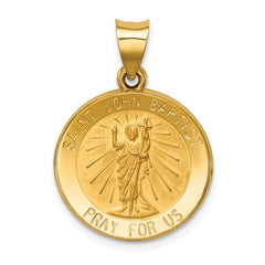 14k Polished and Satin St John Baptist Medal Hollow Pendant - 4