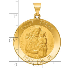 14k Polished and Satin St Joseph Medal Hollow Pendant - 6