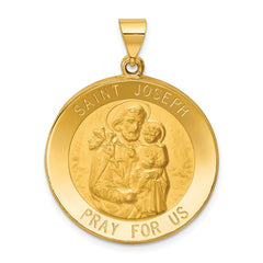 14k Polished and Satin St Joseph Medal Hollow Pendant - 6