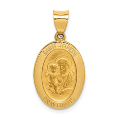 14k Polished and Satin St Joseph Medal Hollow Pendant - 2