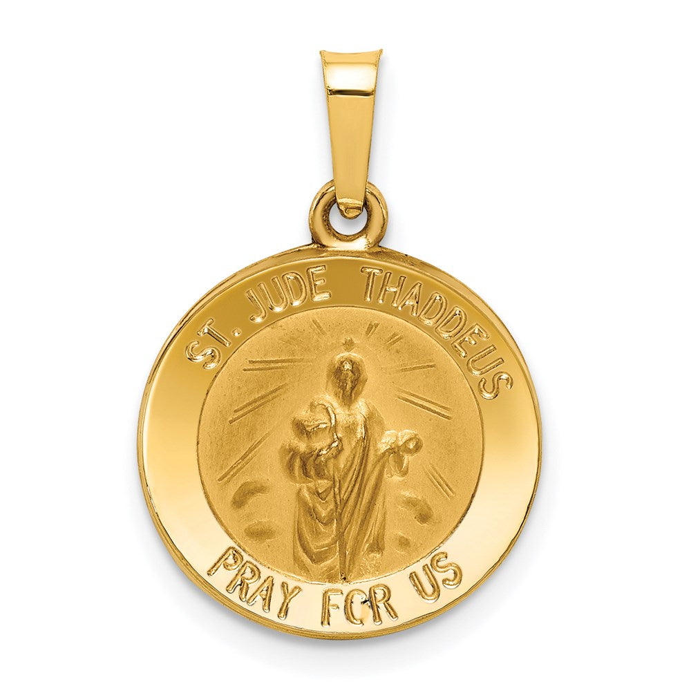 14k Polished and Satin St Jude Thaddeus Medal Hollow Pendant - 4