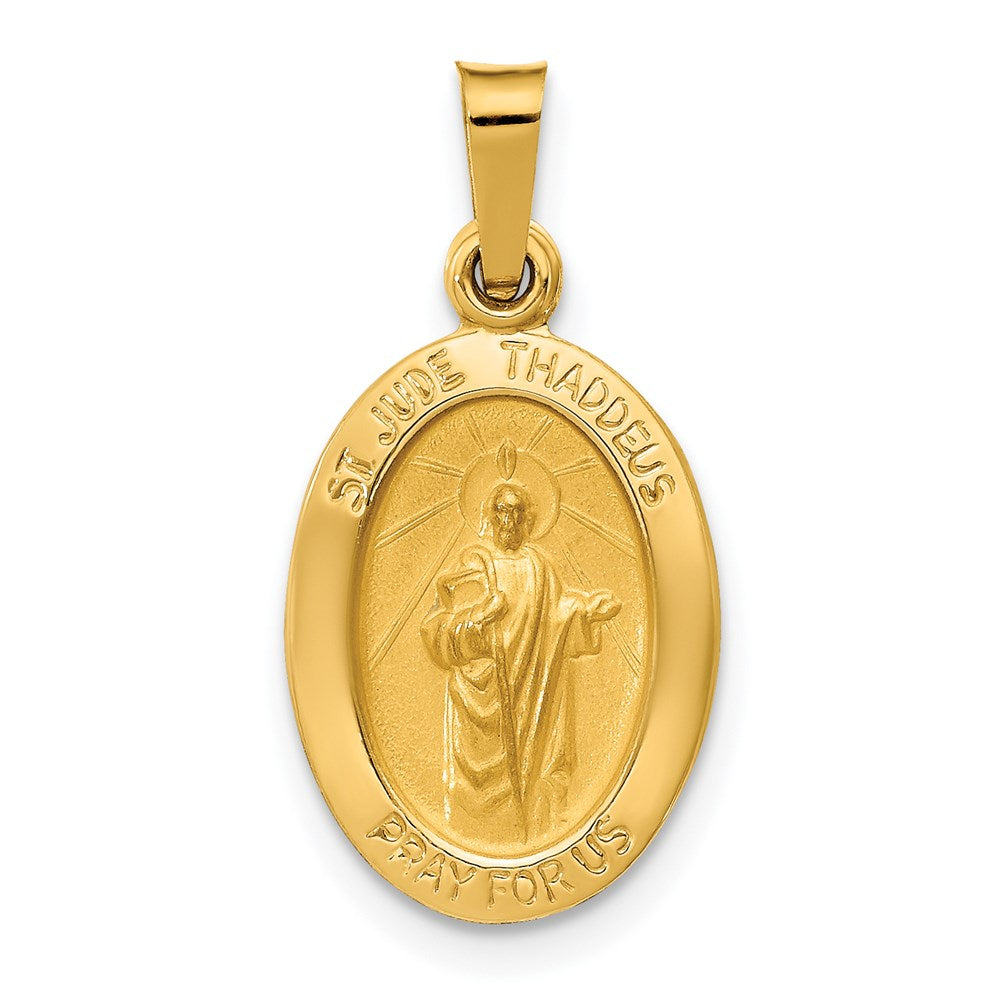 14k Polished and Satin St Jude Thaddeus Medal Hollow Pendant - 5