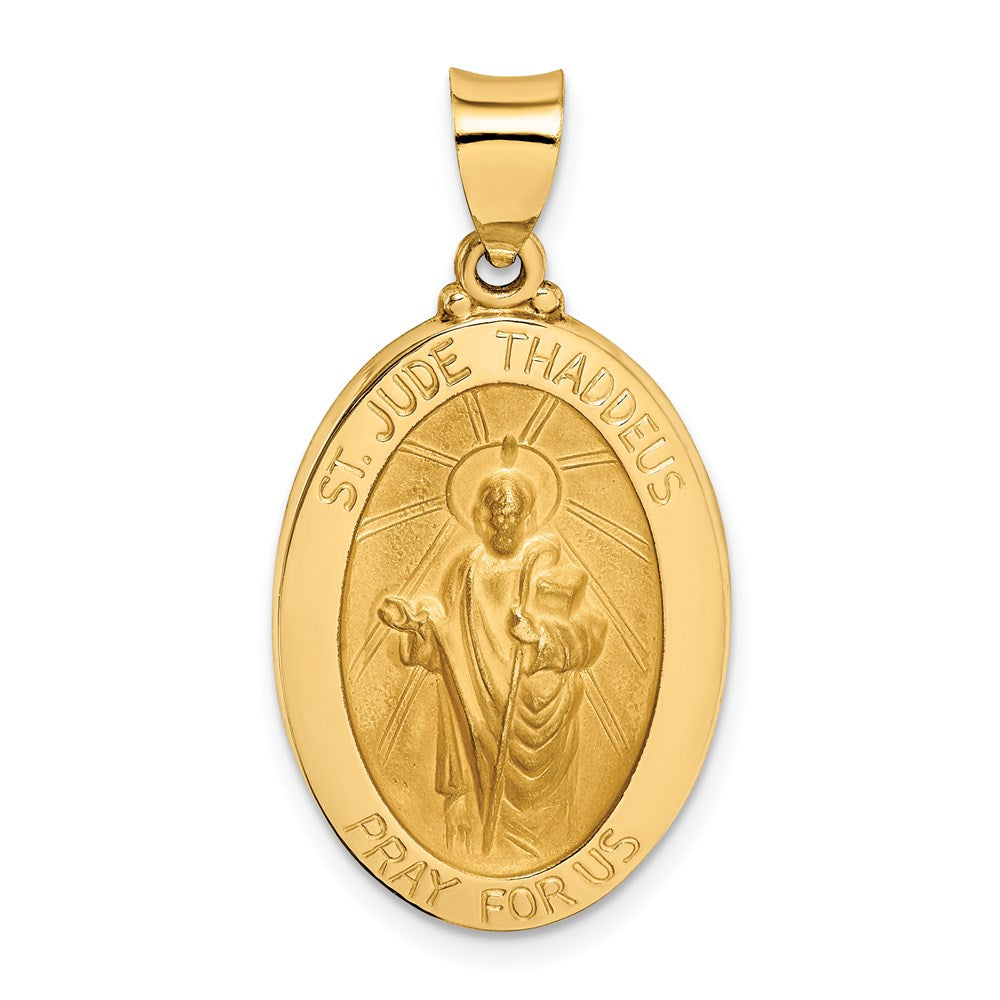 14k Polished and Satin St Jude Thaddeus Medal Hollow Pendant - 6