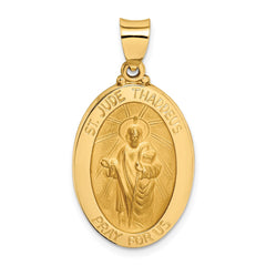 14k Polished and Satin St Jude Thaddeus Medal Hollow Pendant - 6