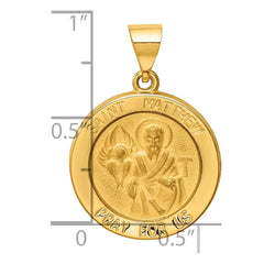 14k Polished and Satin St Matthew Medal Hollow Pendant - 2