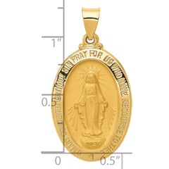 14k Polished and Satin Miraculous Medal Hollow Pendant - 5