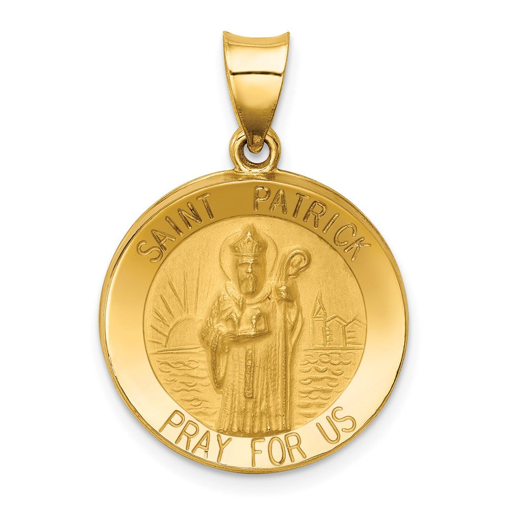 14k Polished and Satin St Patrick Medal Hollow Pendant - 2