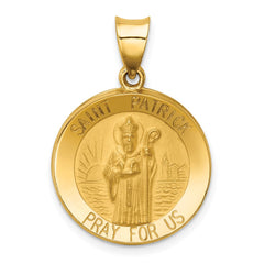 14k Polished and Satin St Patrick Medal Hollow Pendant - 2