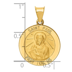 14k Polished and Satin St Paul Medal Hollow Pendant - 2
