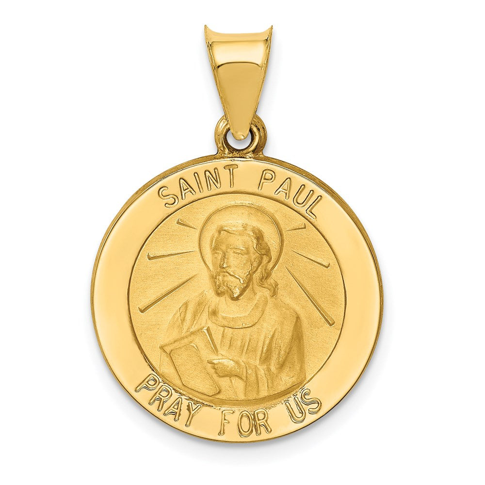 14k Polished and Satin St Paul Medal Hollow Pendant - 2