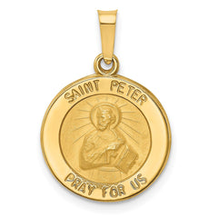 14k Polished and Satin St Peter Medal Hollow Pendant - 2