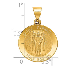 14k Polished and Satin St Raphael Medal Hollow Pendant - 2
